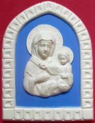 Immagine di Madonna di S. Luca Formella da Muro cm 25 (9,8 in) Bassorilievo Ceramica Robbiana