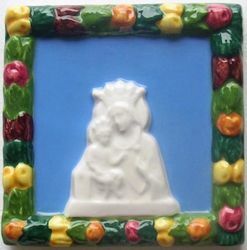 Immagine di Madonna delle Grazie Quadro da Muro cm 10 (3,9 in) Bassorilievo Ceramica Robbiana