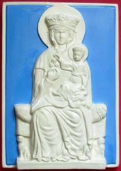 Picture of Our Lady of Vertighe Wall Panel cm 30x20 (11,8x7,9 in) Bas relief Glazed Ceramic Della Robbia