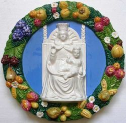 Immagine di Madonna dell’ Aiuto Tondo da Muro diam. cm 38 (15 in) Bassorilievo Maiolica Robbiana