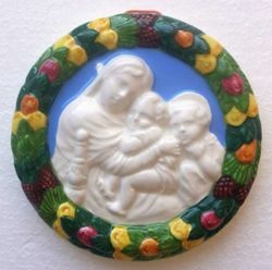 Imagen de Madonna de la Silla Tondo de pared diám. cm 12 (4,7 in) Bajorrelieve Cerámica vidriada