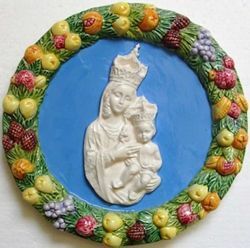 Immagine di Madonna di Gibilmanna Tondo da Muro diam. cm 23 (9,1 in) Bassorilievo Ceramica Robbiana
