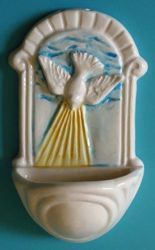 Picture of Confirmation Holy Water Stoup Hand-painted Glazed Ceramic cm 12x7 (4,7x2,8 in) 