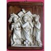 Picture of Via Crucis 14 or 15 Stations cm 36x27 (14,2x10,6 in) Bas relief Panels in Deruta Glazed Ceramic on Wood Table