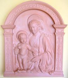 Picture of Madonna and Child Wall Panel cm 70x60 (27,6x23,6 in) Bas-relief Terracotta
