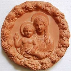 Picture of Madonna and Child Wall Tondo diam. cm 16 (6,3 in) Bas-relief Terracotta