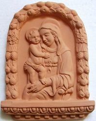 Imagen de Nuestra Señora de Boccadirio Retablo de pared cm 20x15 (7,9x5,9 in) Bajorrelieve Terracota