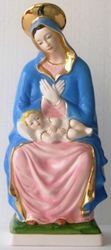 Immagine di Statua Madonna con Bambino cm 38 (15 in) Maiolica invetriata di Deruta dipinta a mano