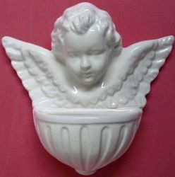 Picture of Guardian Angel Holy Water Stoup cm 15 (5,9 in) Hand-painted Glazed Ceramic