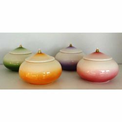 Picture of Set of 4 Liquid Wax Votive Lanterns cm 15 (5,9 in) Round Ceramic Oil Lamps Liturgical Colors