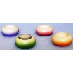 Picture of Set of 4 Votive Candle Lamps cm 7 (2,8 in) Round Tealight Ceramic Lanterns Liturgical Colors