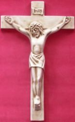 Imagen de Crucifijo de Pared INRI Marfil Antiguo cm 30 (11,8 in) en Cerámica de Deruta (Italia) 