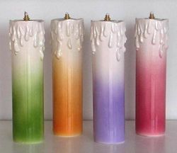 Picture of Set of 4 Liquid Wax Liturgical Colors Altar Lanterns cm 6,2x23 (2,4x9,1 in) Candle Ceramic Oil Lamps