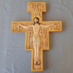 Picture of Wall Crucifix Saint Damiano Cross cm 56x41 (22x16,1 in) in Ceramic of Deruta (Italy)