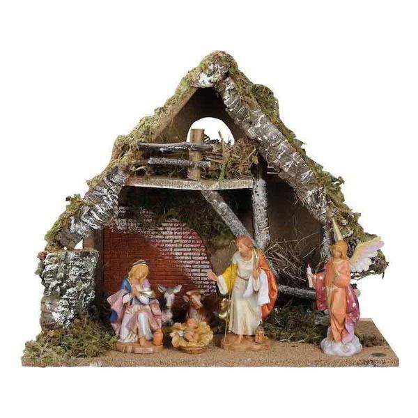 Nativity Set Holy Family with Stable 6 Pieces cm 15 (6 Inch) Fontanini ...