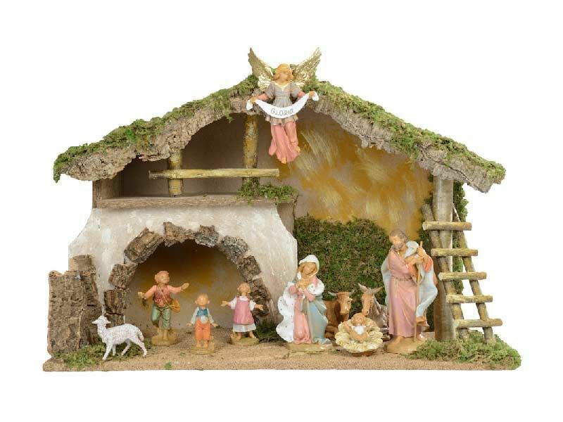 Nativity Set Holy Family with Stable 10 Pieces cm 19 (7,5 Inch ...