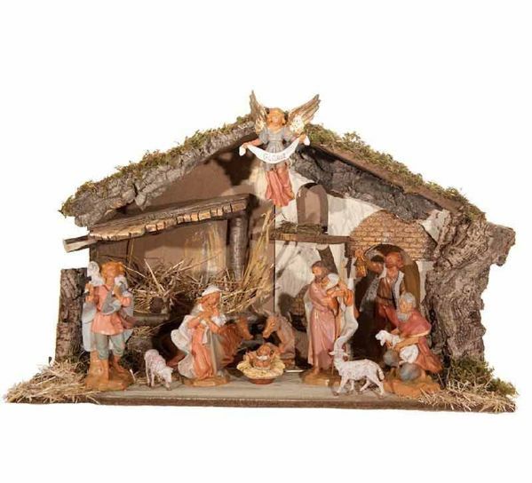 Nativity Set Holy Family with Stable 11 Pieces cm 19 (7,5 Inch ...