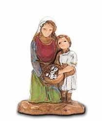 Picture of Kneeling woman with little Girl cm 3,5 (1,4 inch) Landi Moranduzzo Nativity Scene in PVC, Neapolitan style