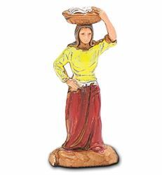 Immagine di Donna con Cesto in testa cm 3,5 (1,4 inch) Presepe Landi Moranduzzo in PVC stile Napoletano