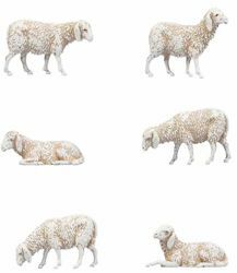 Immagine di Gruppo 6 Pecore cm 8 (3,1 inch) Presepe Landi Moranduzzo in PVC stile Napoletano