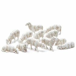Picture of 12 Sheep Set cm 10 (3,9 inch) Landi Moranduzzo Nativity Scene plastic (PVC) in Arabic or Neapolitan style 