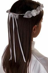 Picture of Floral White Crown Wreath Veil for First Communion dress