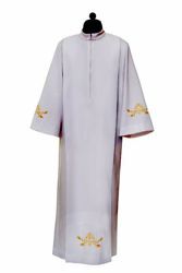 Picture of Priestly Alb with folds Chalice Eears of Corn Grapes Cotton blend Liturgical Tunic