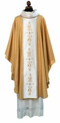 Picture of Liturgical Chasuble embroidered Stole coloured stones Papale Wool blend Gold