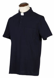Picture of Tab-Collar Clergy Polo Shirt short sleeve Jersey Cotton Felisi 1911 Blue Light Grey Dark Grey Black 