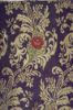 Picture of Flowery Lampas (Lampasso) Golden Thread Flower H. cm 160 (63 inch) Acetate Polyester Fabric Red Violet Black Blue Night Ivory Antique for liturgical Vestments