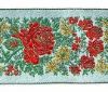 Picture of Galloon Lamé flowers H. cm 5 (2,0 inch) Pure Polyester Fabric Red Celestial Violet Green Flag Ivory Black White Asbestos Blue Light Blue Trim Orphrey Banding for liturgical Vestments 