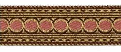 Immagine di Gallone oro antico liserè Cerchio H. cm 3,5 (1,4 inch) Viscosa Poliestere Marrone Bordeaux Rosso Beige Azzurro Rosa Verde Giallo Senape Tessuto per Paramenti liturgici