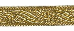 Imagen de Galón oro antiguo H. cm 1,2 (0,47 inch) Tejido Poliéster Acetato Marrón Amarillo para Vestiduras litúrgicas