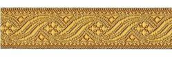 Immagine di Gallone oro antico per arredo H. cm 2,6 (1,0 inch) Poliestere Acetato Marrone Giallo Zecchino Tessuto per Paramenti liturgici