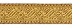 Picture of Galloon antique Gold for furniture H. cm 3 (1,2 inch) Polyester and Acetate Fabric Brown Yellow Trim Orphrey Banding for liturgical Vestments 