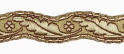 Immagine di Gallone Colonna Quadrifoglio scantonato H. cm 3 (1,2 inch) filato metallico Alta Doratura Bordeaux Tessuto per Paramenti liturgici