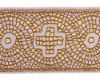 Picture of Galloon Golden Thread Cross H. cm 9 (3,5 inch) Polyester and Acetate Fabric White Yellow Violet Red White Gold White Havana Trim Orphrey Banding for liturgical Vestments 