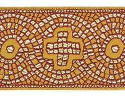 Immagine di Gallone Filo oro Croce Mosaico antico H. cm 9 (3,5 inch) Poliestere Acetato Tessuto per Paramenti liturgici