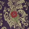 Picture of Flowery Lampas (Lampasso) Golden Thread Flower H. cm 160 (63 inch) Acetate Polyester Fabric Red Violet Black Blue Night Ivory Antique for liturgical Vestments