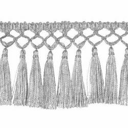 Picture of Hand-knotted silver Fringe Trim for liturgical Vestments H. cm 8 (3,1 inch) Metallic thread Viscose Passementerie for liturgical Vestments