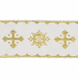 Immagine di Bordo oro Crociato H. cm 5 (2,0 inch) misto Cotone Orlo Passamaneria per Paramenti Sacri 