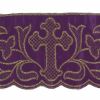 Immagine di Pizzo raso Croce H. cm 12,5 (4,9 inch) puro Poliestere Rosso Viola Avorio Ricamo Merletto Bordo Bordura per Paramenti