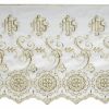 Immagine di Pizzo Rosone H. cm 27 (10,6 inch) puro Cotone Oro Bianco/Oro Ricamo Merletto Bordo Bordura per Paramenti