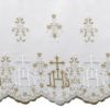 Picture of Lace JHS symbol H. cm 27 (10,6 inch) Pure Cotton Brilliant Gold White/Gold Lacework Edging for liturgical Vestments 