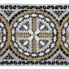 Picture of Fillet Dot Lace Rosette H. cm 10 (3,9 inch) Viscose and Polyester White/Gold Lacework Edging for liturgical Vestments 