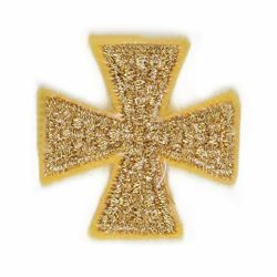 Immagine di Croce ricamata decorazione su panno oro ricamo Dama H. cm 4 (1,6 inch) in misto Cotone Applicazione per Casula Stole e Paramenti liturgici