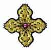 Imagen de Cruz bordada decoración con paillettes con piedra H. cm 7,5 (2,95 inch) en hilo metálico y Viscosa Celestial Morado Verde Bandera Oro Rojo/Carmesí Blanco/Oro para Casullas y Vestiduras litúrgicas