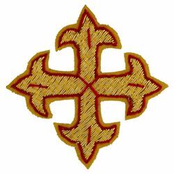 Immagine di Croce ricamata gigliata decorazione oro con bordo rosso H. cm 5 (2,0 inch) in filato metallico e Viscosa Applicazione per Casula Stole e Paramenti liturgici