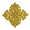 Immagine di Croce ricamata decorazione gigliata H. cm 5 (2,0 inch) in filato metallico e Viscosa Oro Argento Applicazione per Casula Stole e Paramenti liturgici