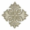 Immagine di Croce ricamata decorazione gigliata H. cm 5 (2,0 inch) in filato metallico e Viscosa Oro Argento Applicazione per Casula Stole e Paramenti liturgici